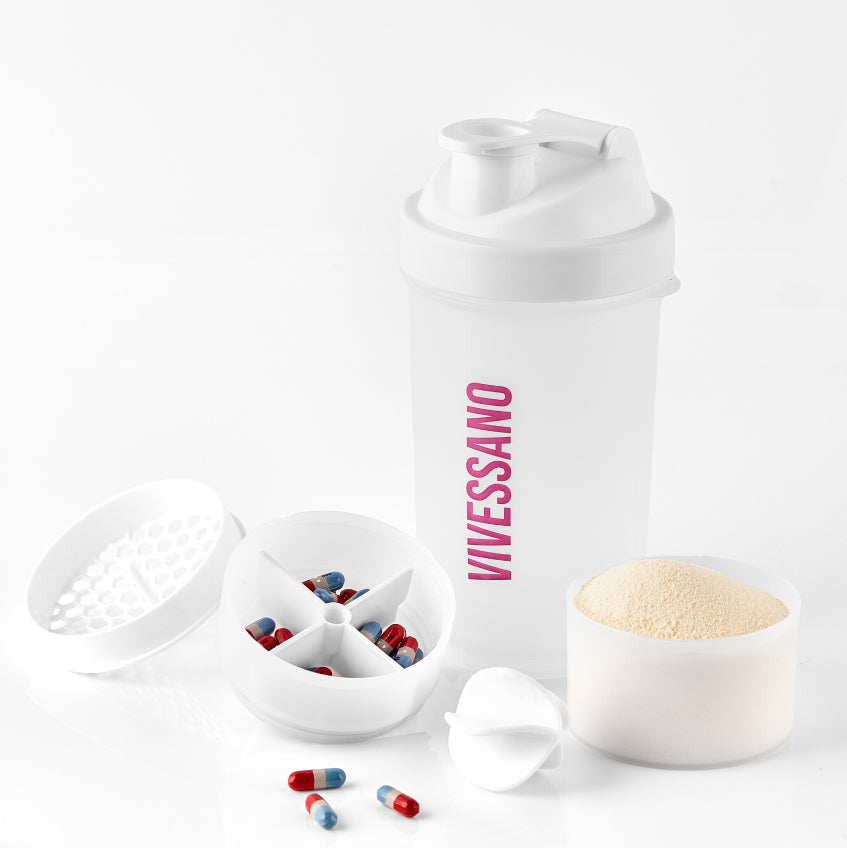 Termo Shaker Hermético Multicompartimiento | 500 ml | Blanco