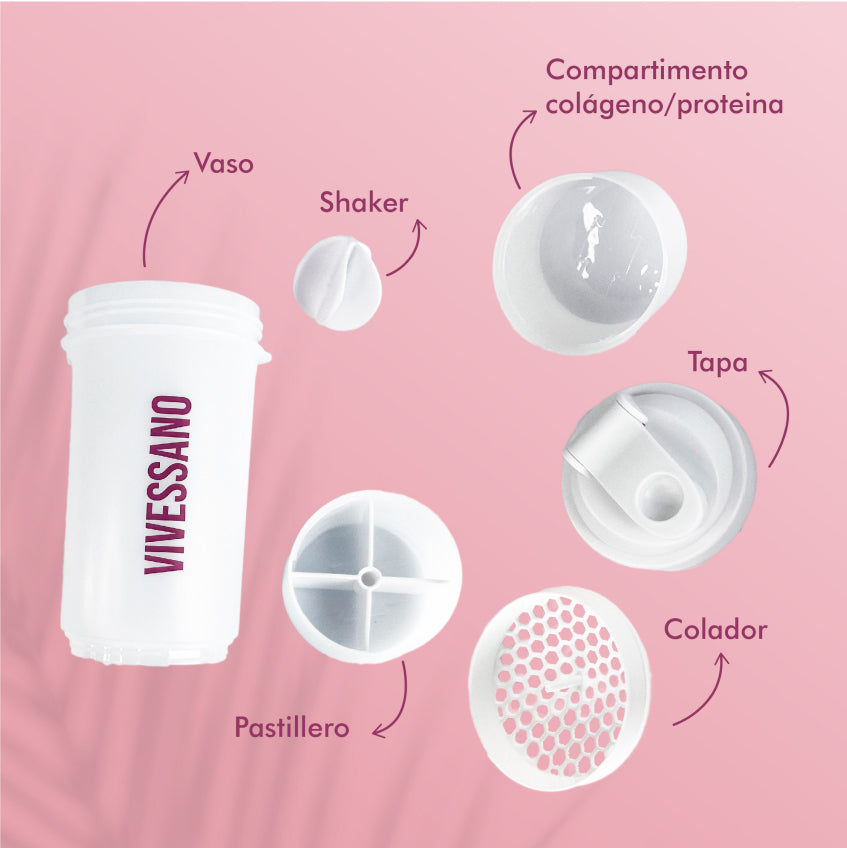 Termo Shaker Hermético Multicompartimiento | 500 ml | Blanco